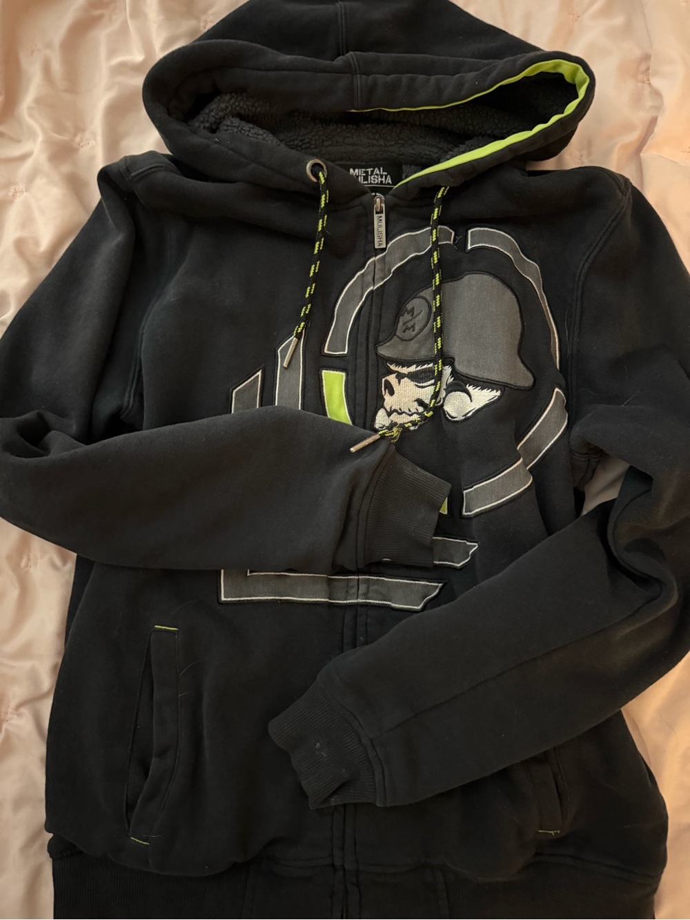 Metal Mulisha Black Hoodie with Lime Accents